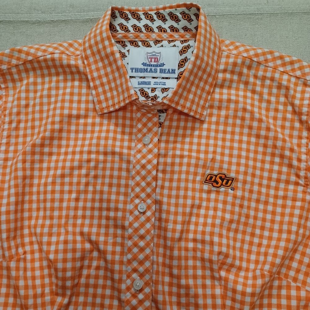 Thomas Dean OSU Oklahoma State University Checkered Shirt Women's Size Large